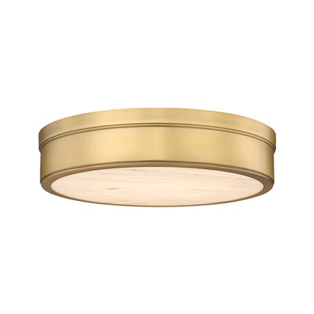 Z-Lite Anders Flush Mount, 1-Light, 15 In.W x 3.5 In.H, Rubbed Brass/marbling 1944F15-RB-LED